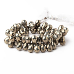 10x6-12x7mm Golden Pyrite Faceted Tear Drop Beads 7 inch 54 pieces AA (ONLINE ORDER ONLY)