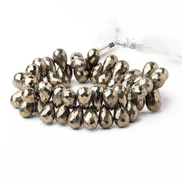 10x6-12x7mm Golden Pyrite Faceted Tear Drop Beads 7 inch 54 pieces AA (ONLINE ORDER ONLY)