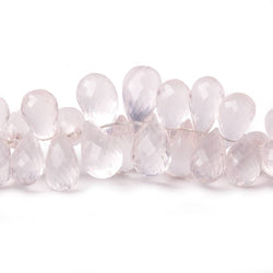 10x6-13x7mm Rose Quartz Tear Drop Briolette Beads 7 inch 63 pieces (ONLINE ORDER ONLY)
