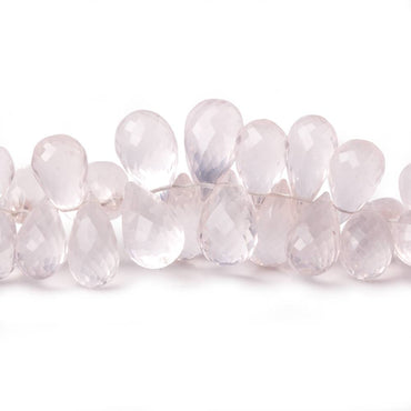 10x6-13x7mm Rose Quartz Tear Drop Briolette Beads 7 inch 63 pieces (ONLINE ORDER ONLY)