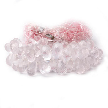 10x6-13x7mm Rose Quartz Tear Drop Briolette Beads 7 inch 63 pieces (ONLINE ORDER ONLY)