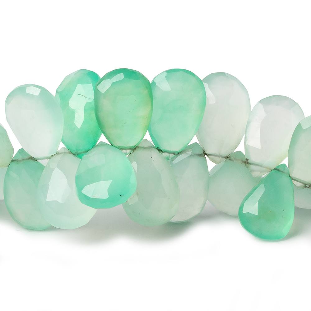 10x6-14x9mm Mint Green Chalcedony faceted pear beads 7.5 inch 55 pieces (ONLINE ORDER ONLY)