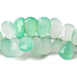 10x6-14x9mm Mint Green Chalcedony faceted pear beads 7.5 inch 55 pieces (ONLINE ORDER ONLY)