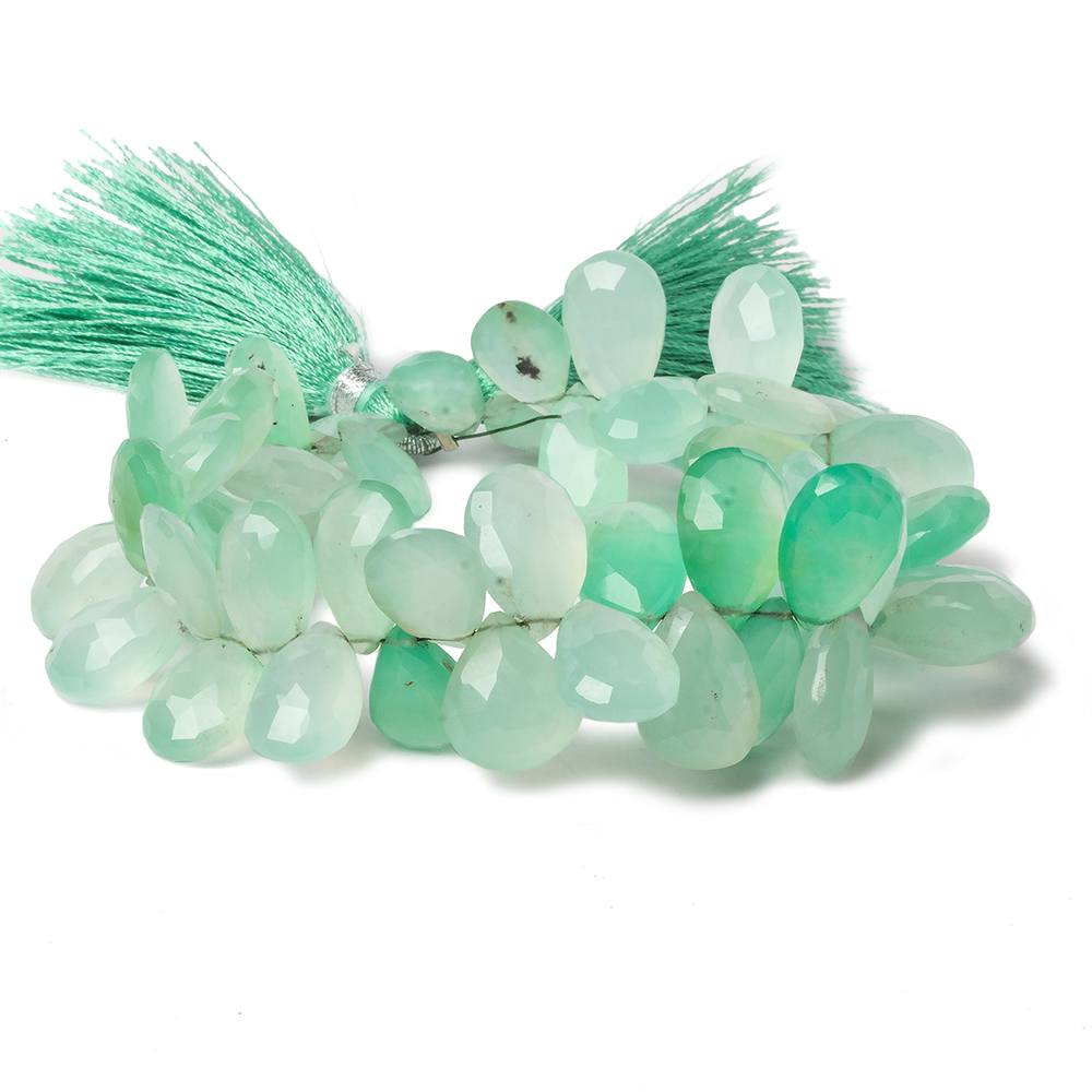 10x6-14x9mm Mint Green Chalcedony faceted pear beads 7.5 inch 55 pieces (ONLINE ORDER ONLY)