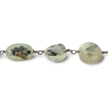 10x6-15x10mm Matte Dendritic Prehnite plain nugget Black Gold plated Chain by the foot (ONLINE ORDER ONLY)