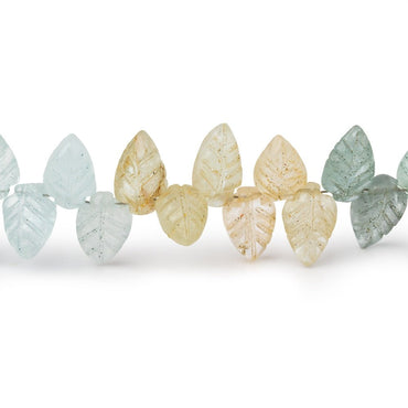 10x6mm Multi Color Beryl Carved Leaf Beads 8 inch 40 pieces (ONLINE ORDER ONLY)