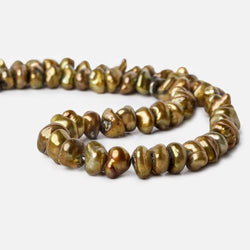 10x6mm Yellow Green Center Drilled Keshi Freshwater Pearls 15 inch 64 pieces (ONLINE ORDER ONLY)