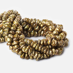 10x6mm Yellow Green Center Drilled Keshi Freshwater Pearls 15 inch 64 pieces (ONLINE ORDER ONLY)