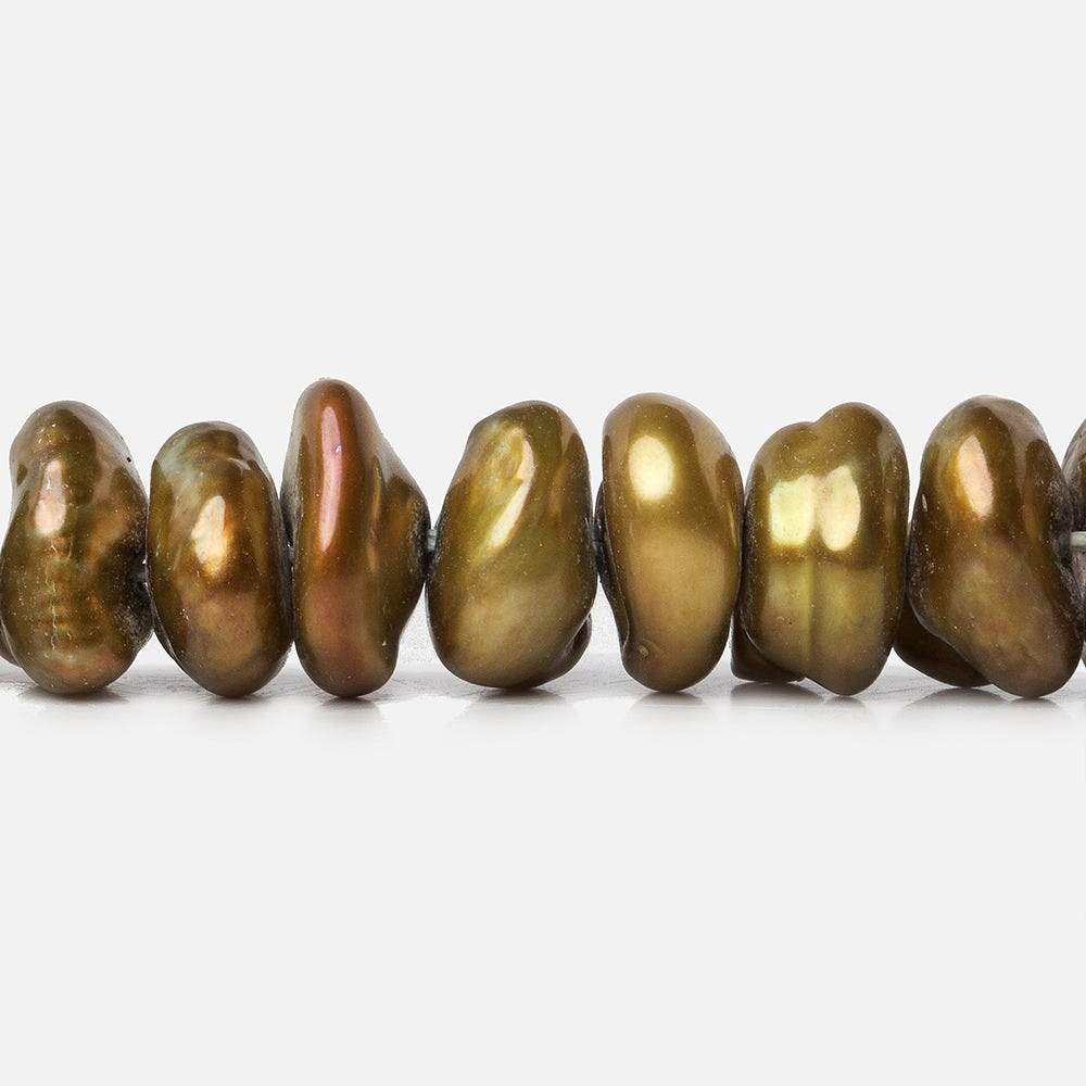 10x6mm Yellow Green Center Drilled Keshi Freshwater Pearls 15 inch 64 pieces (ONLINE ORDER ONLY)