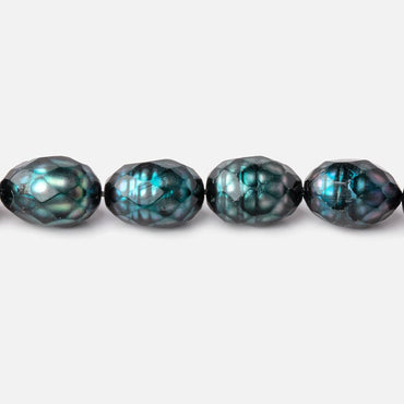 10x7-11x7mm Dark Teal Faceted Oval Freshwater Pearls 16 inch 33 pieces (ONLINE ORDER ONLY)
