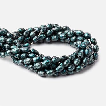 10x7-11x7mm Dark Teal Faceted Oval Freshwater Pearls 16 inch 33 pieces (ONLINE ORDER ONLY)