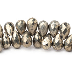 10x7-11x7mm Golden Pyrite Faceted Tear Drop Beads 7 inch 58 beads AA (ONLINE ORDER ONLY)