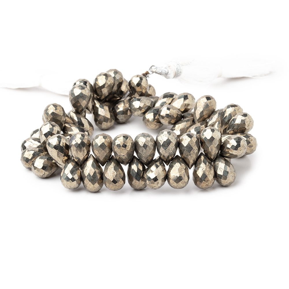 10x7-11x7mm Golden Pyrite Faceted Tear Drop Beads 7 inch 58 beads AA (ONLINE ORDER ONLY)