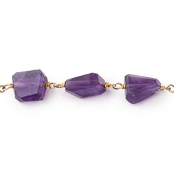 10x7-11x8mm Amethyst Faceted Nugget Beads on Vermeil Chain (ONLINE ORDER ONLY)
