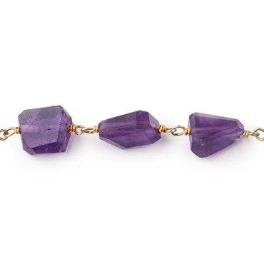 10x7-11x8mm Amethyst Faceted Nugget Beads on Vermeil Chain (ONLINE ORDER ONLY)