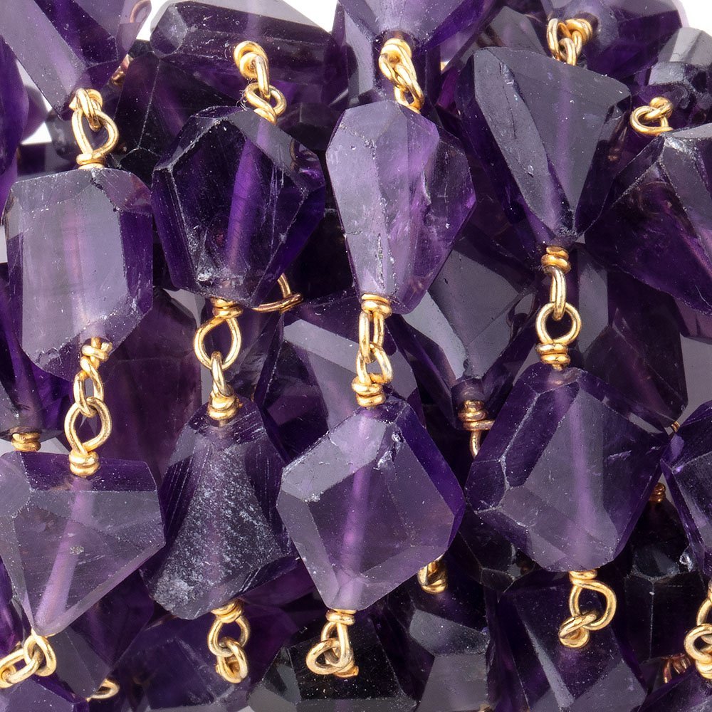 10x7-11x8mm Amethyst Faceted Nugget Beads on Vermeil Chain (ONLINE ORDER ONLY)