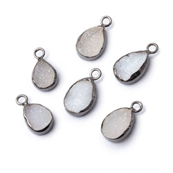 10x7-11x8mm Black Gold Bezel White Drusy Pear Focal Pendant 1 piece (ONLINE ORDER ONLY)