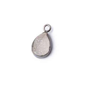 10x7-11x8mm Black Gold Bezel White Drusy Pear Focal Pendant 1 piece (ONLINE ORDER ONLY)