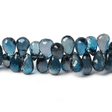 10x7-12x7mm London Blue Topaz faceted tear drop beads 8 inch 74 pieces AAA (ONLINE ORDER ONLY)