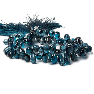 10x7-12x7mm London Blue Topaz faceted tear drop beads 8 inch 74 pieces AAA (ONLINE ORDER ONLY)