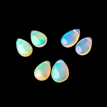 10x7-12x8mm Ethiopian Opal Plain Pear Set of 2 Focal Beads AA (ONLINE ORDER ONLY)