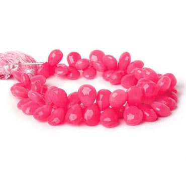 10x7-12x8mm Hot Pink Chalcedony Faceted Pear 8 inch 60 Beads (ONLINE ORDER ONLY)