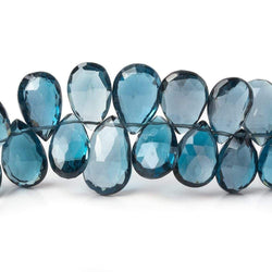 10x7-13x8mm London Blue Topaz faceted pear beads 8 inch 52 pieces AAA (ONLINE ORDER ONLY)