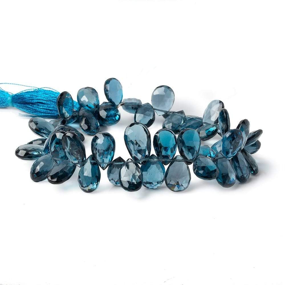 10x7-13x8mm London Blue Topaz faceted pear beads 8 inch 52 pieces AAA (ONLINE ORDER ONLY)