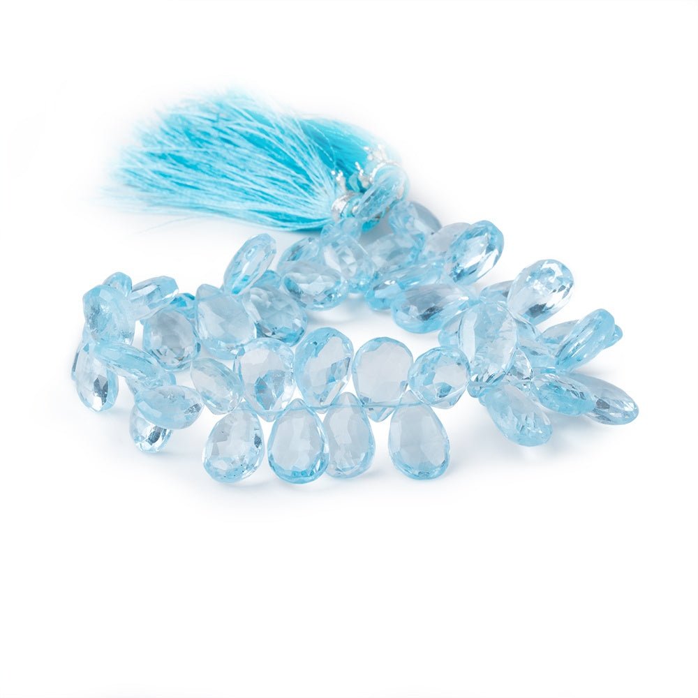 10x7-13x8mm Sky Blue Topaz Faceted Pear Beads 8 inch 48 pieces AAA (ONLINE ORDER ONLY)