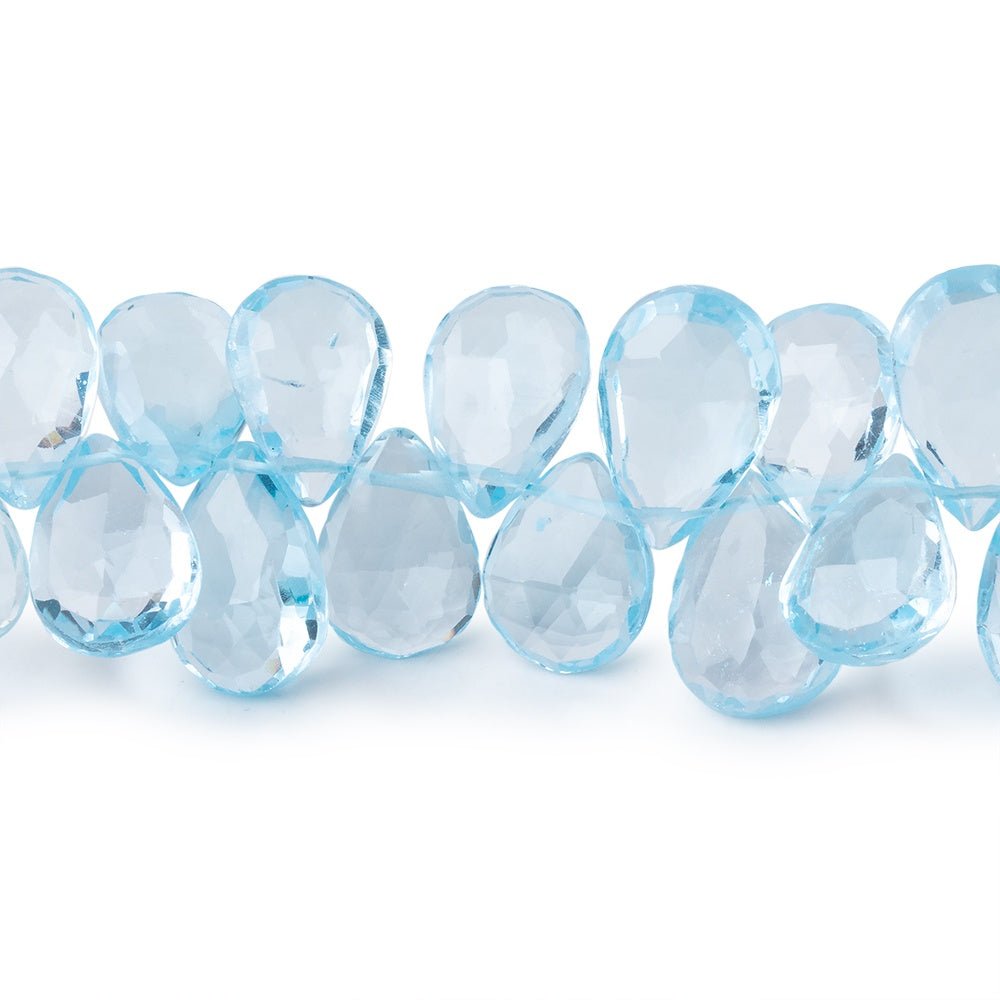 10x7-13x8mm Sky Blue Topaz Faceted Pear Beads 8 inch 48 pieces AAA (ONLINE ORDER ONLY)