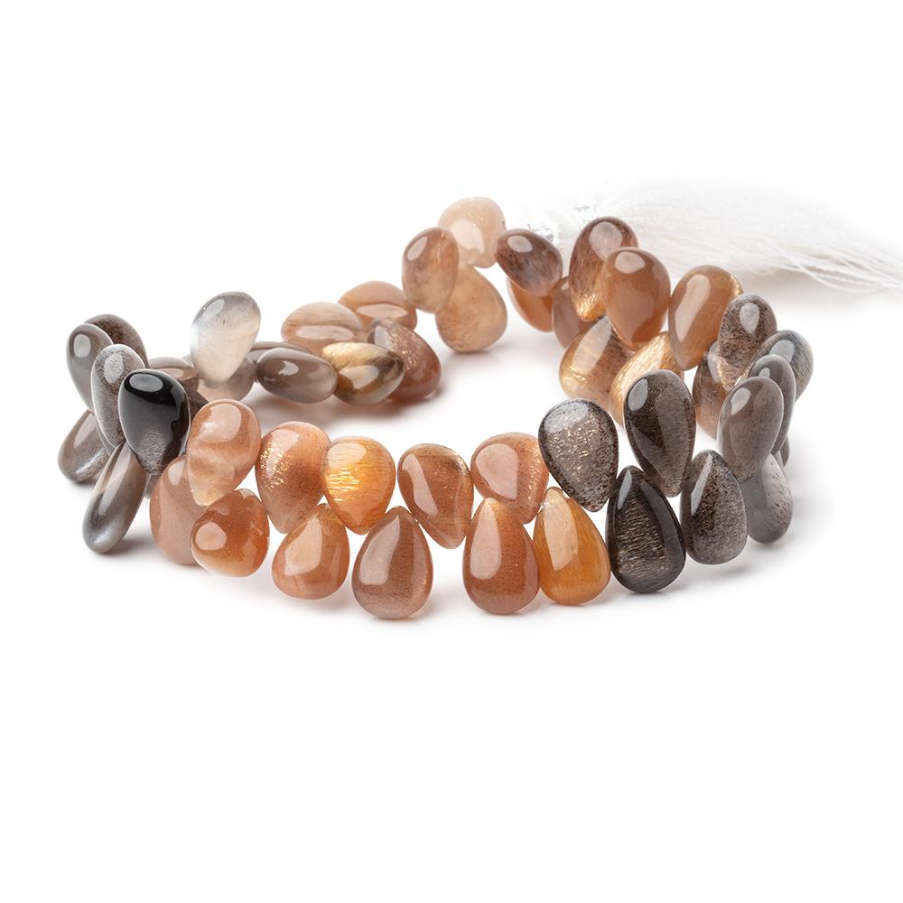 10x7-13x8mm Sunstone & Moonstone Plain Pear Beads 8.5 inch 46 pieces (ONLINE ORDER ONLY)