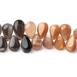10x7-13x8mm Sunstone & Moonstone Plain Pear Beads 8.5 inch 46 pieces (ONLINE ORDER ONLY)