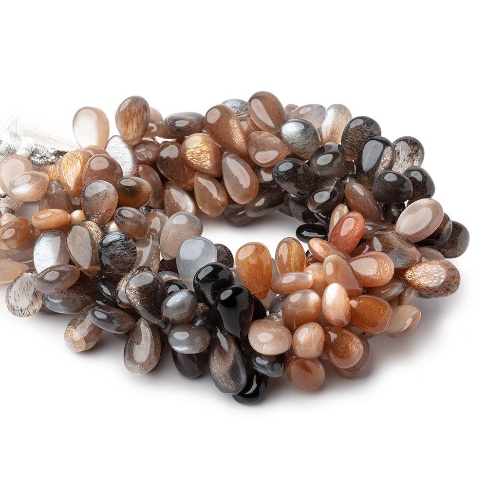 10x7-13x8mm Sunstone & Moonstone Plain Pear Beads 8.5 inch 46 pieces (ONLINE ORDER ONLY)