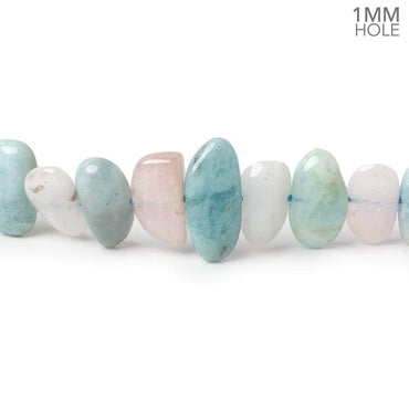 10x7-14x7mm Multi Beryl side drilled elongated plain nuggets 16 inch 55 large hole beads AA (ONLINE ORDER ONLY)