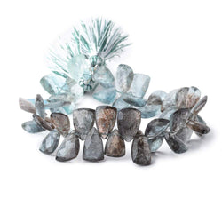 10x7-14x8mm Moss Aquamarine Top Drilled Faceted Points 6.5 inch 48 Beads (ONLINE ORDER ONLY)