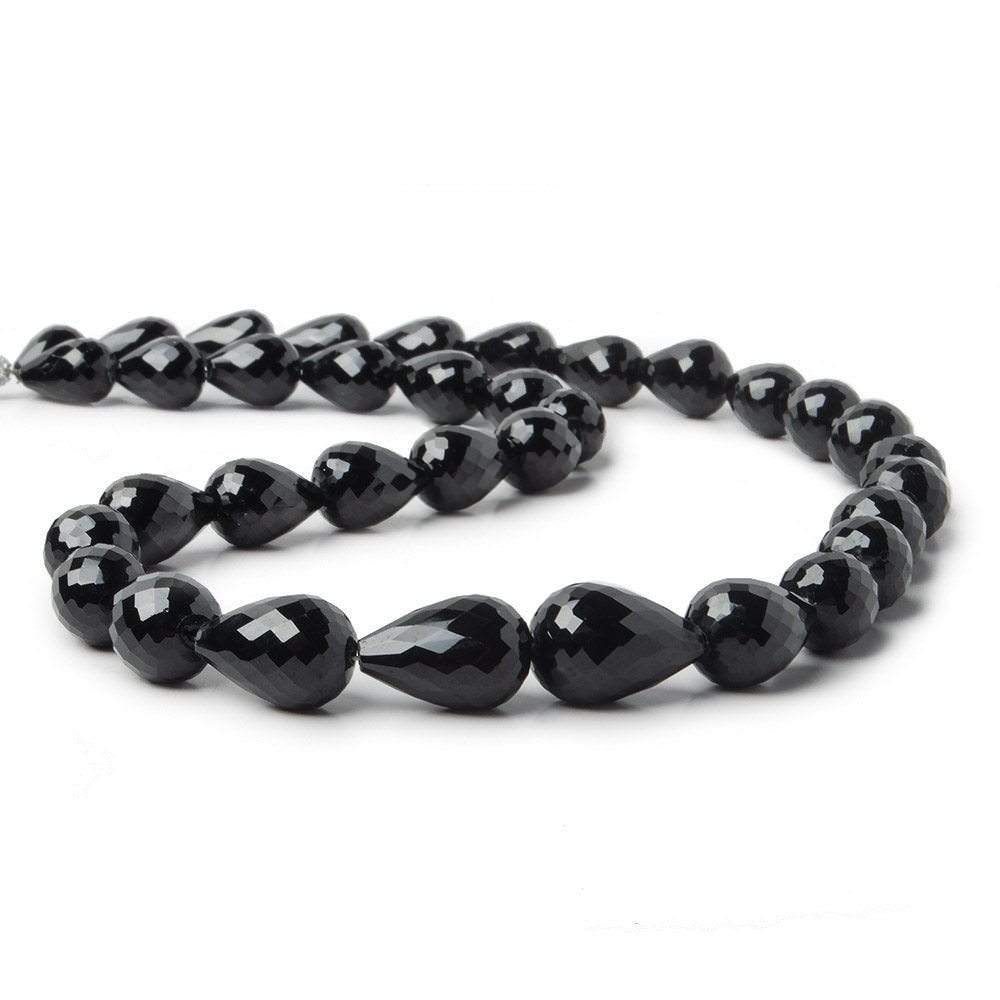 10x7-14x9mm Black Spinel Straight Drilled Faceted Tear Drop beads 16 inch 35 beads (ONLINE ORDER ONLY)
