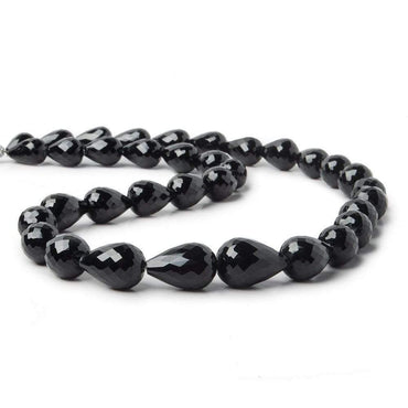 10x7-14x9mm Black Spinel Straight Drilled Faceted Tear Drop beads 16 inch 35 beads (ONLINE ORDER ONLY)