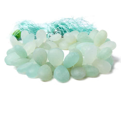 10x7-15x11mm Frosted Sea Green Chalcedony plain pear beads 8 inch 60 pcs (ONLINE ORDER ONLY)