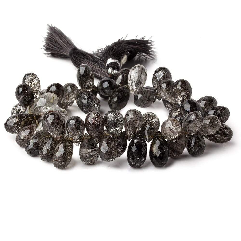 10x7-15x7mm Tourmalinated Quartz Tear Drop Briolette 8 inch 56 beads A (ONLINE ORDER ONLY)