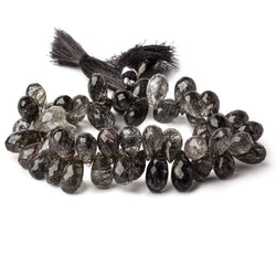 10x7-15x7mm Tourmalinated Quartz Tear Drop Briolette 8 inch 56 beads A (ONLINE ORDER ONLY)
