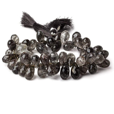 10x7-15x7mm Tourmalinated Quartz Tear Drop Briolette 8 inch 56 beads A (ONLINE ORDER ONLY)