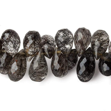 10x7-15x7mm Tourmalinated Quartz Tear Drop Briolette 8 inch 56 beads A (ONLINE ORDER ONLY)