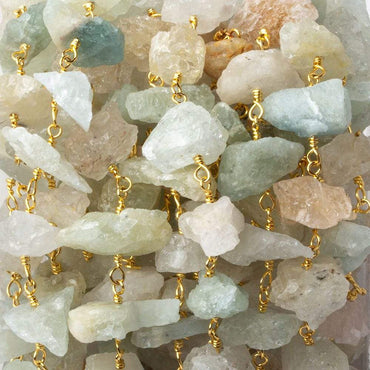 10x7-16x8mm Matte Multi Beryl Chips Gold plated Chain by the foot 26 pieces (ONLINE ORDER ONLY)