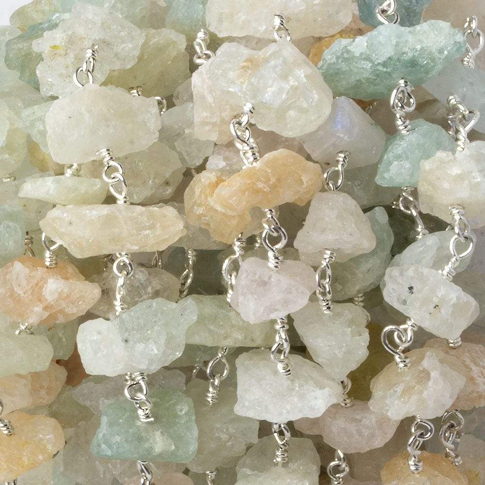 10x7-16x8mm Matte Multi Beryl Chips Silver plated Chain by the foot 26 pieces (ONLINE ORDER ONLY)