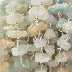 10x7-16x8mm Matte Multi Beryl Chips Silver plated Chain by the foot 26 pieces (ONLINE ORDER ONLY)