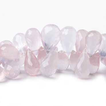10x7-17x9mm Rose Quartz Tear Drop Briolette 8 inch 60 beads AAA (ONLINE ORDER ONLY)