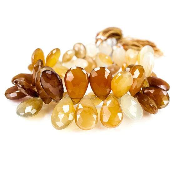 10x7-20x12mm Latte and Cream Chalcedony Pear Briolette 8.25 inch 50 pcs (ONLINE ORDER ONLY)