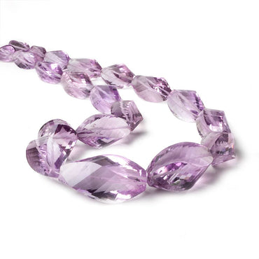 10x7-35x17mm Pink Amethyst straight drilled twist beads 15.5 inch 20 pieces AA (ONLINE ORDER ONLY)