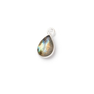 10x7.5mm Silver Bezel Multi Flash Labradorite Faceted Pear Pendant 1 Focal (ONLINE ORDER ONLY)