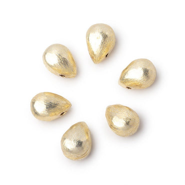 10x7mm 14kt Gold Plated Copper Brushed Tear Drop Set of 6 Beads (ONLINE ORDER ONLY)